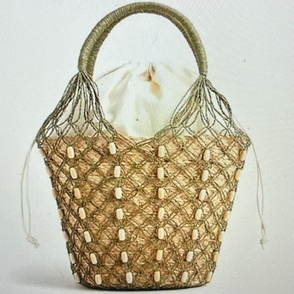 J. Crew Handbags - NWT - J. Crew Sedona Beaded Basket Bag in Straw